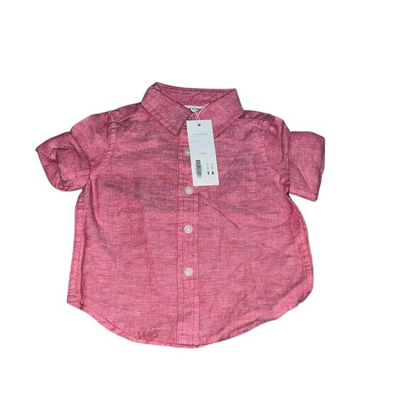 Janie & Jack Linen & Cotton Rolled Sleeve Button Down Shirt Sz 3-6 Months Boys R - Picture 8 of 9